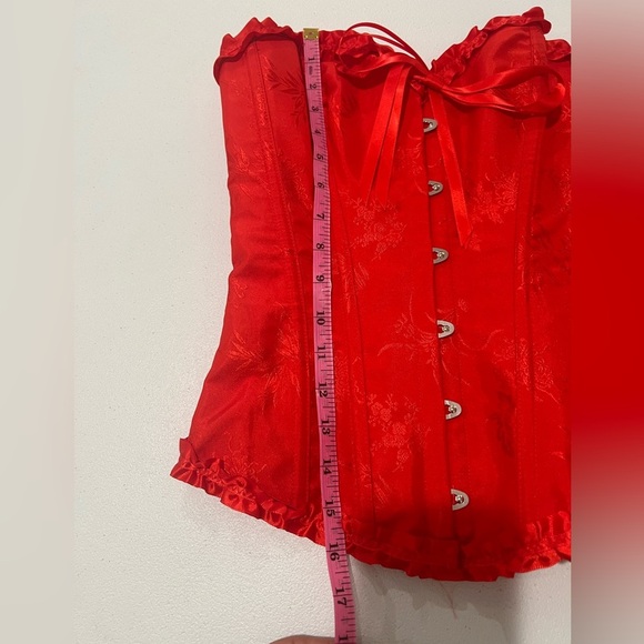 SZIVYSH Floral Overbust Corset Style Waist Bustier red Korset Shaper S NWOT - Picture 6 of 6